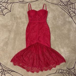 FashionNova A little saucy lace midi dress red size small